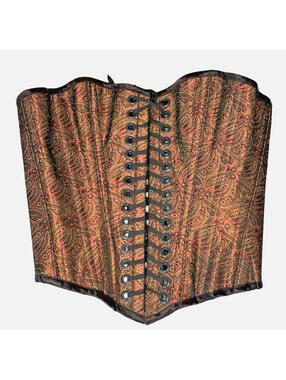 Brown Blue Reversible Lace-up Corset Flex Boning Renaissance Gothic 26" NWOT